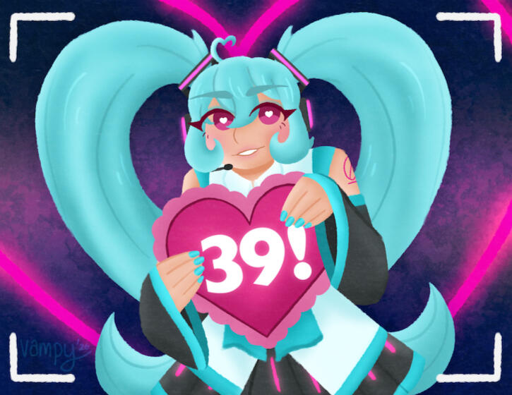 half body example of miku hatsune